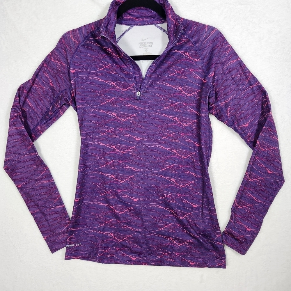 Nike pro combat purple fitted Dry-fit 1/2 zip up track jacket. Size medium